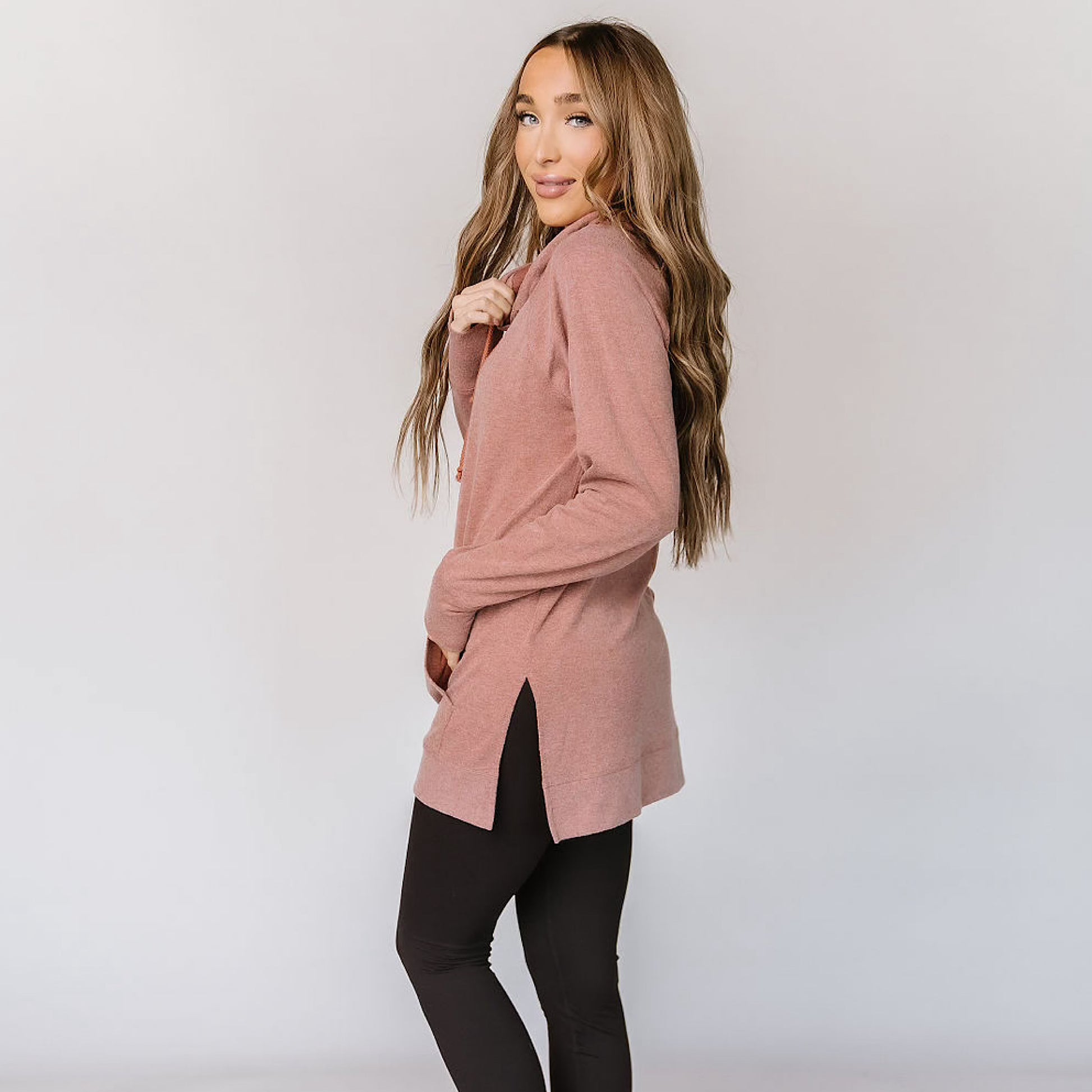 Side Slit Hoodie - Sienna