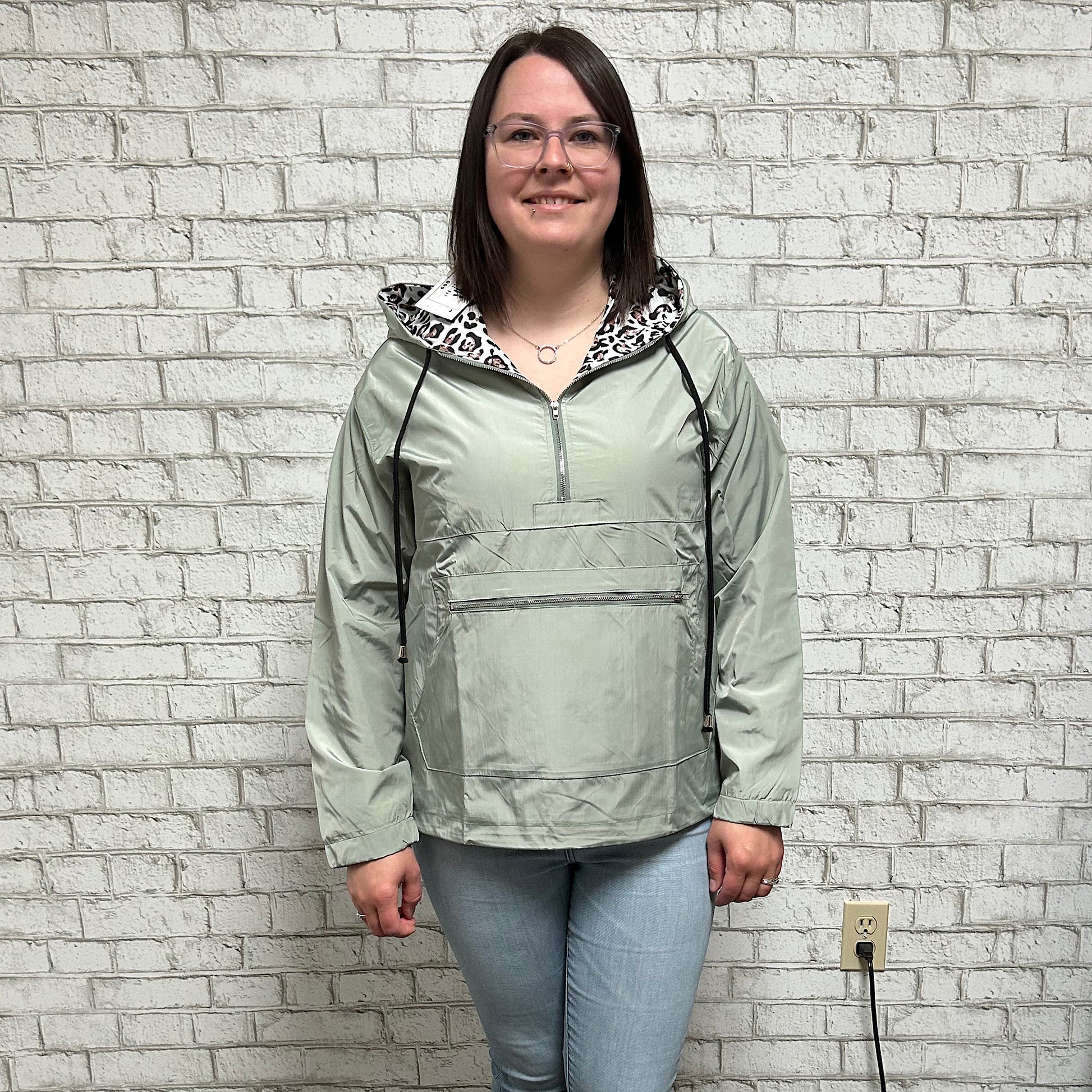 Addy Leopard Windbreaker - Sage