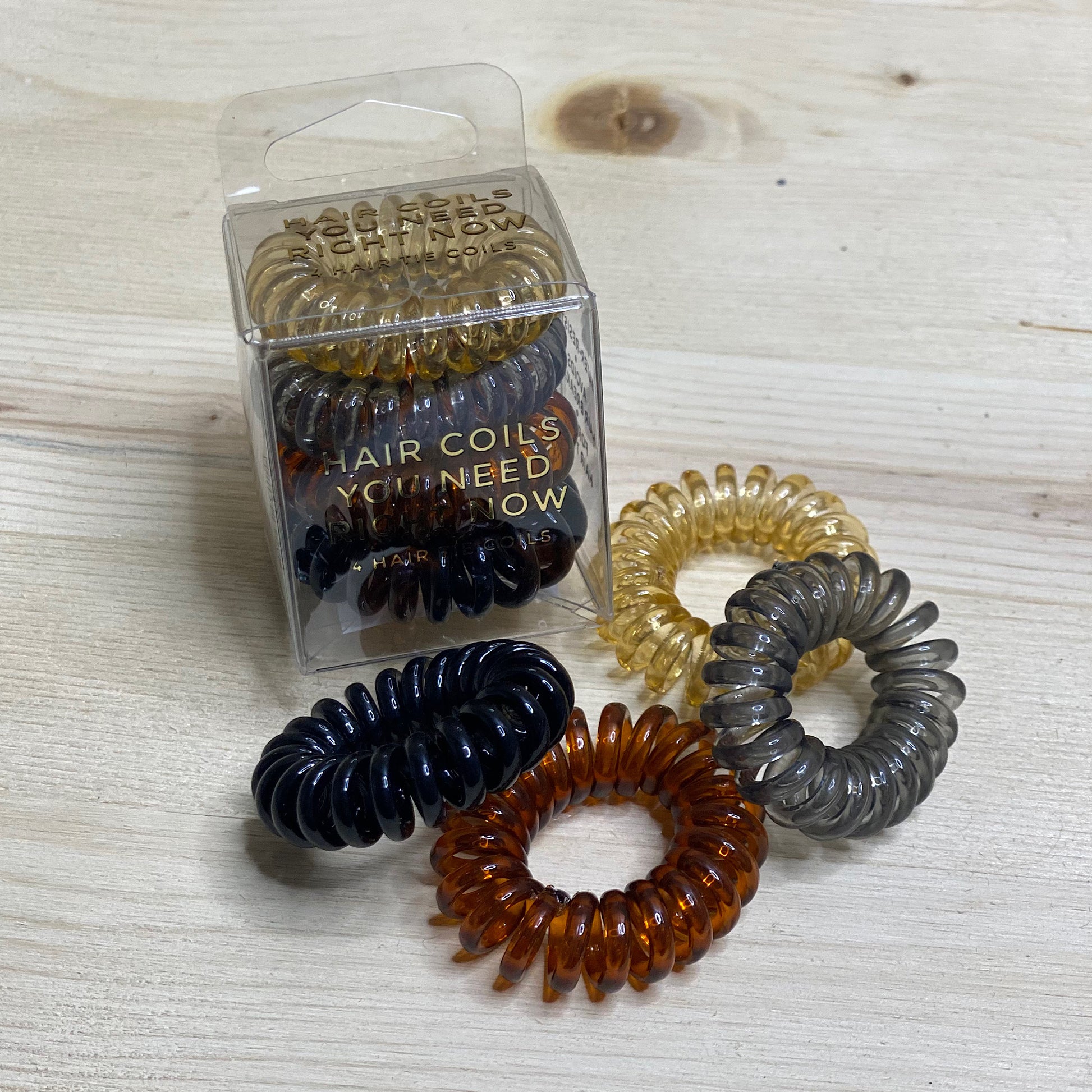 4 Spiral Hair Ties - Brunette