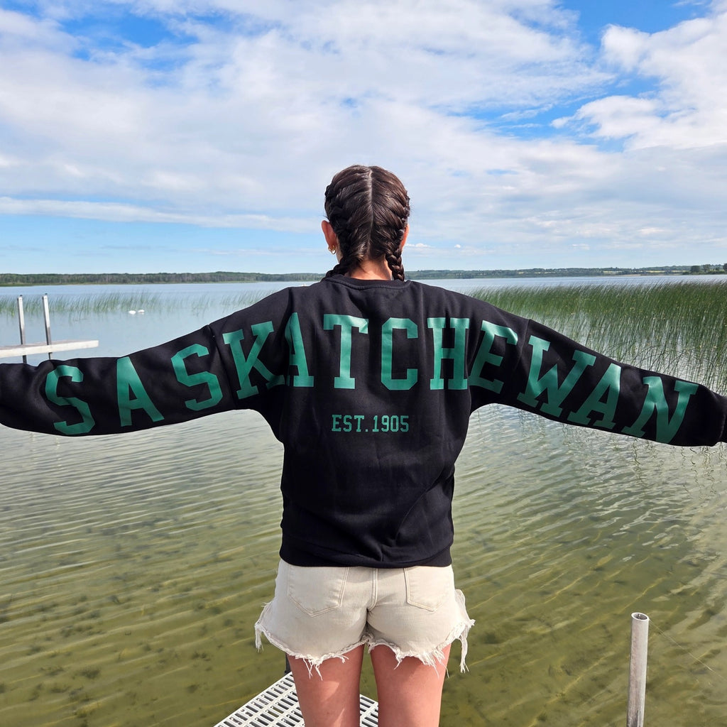 Saskatchewan Back Unisex Crewneck-Black