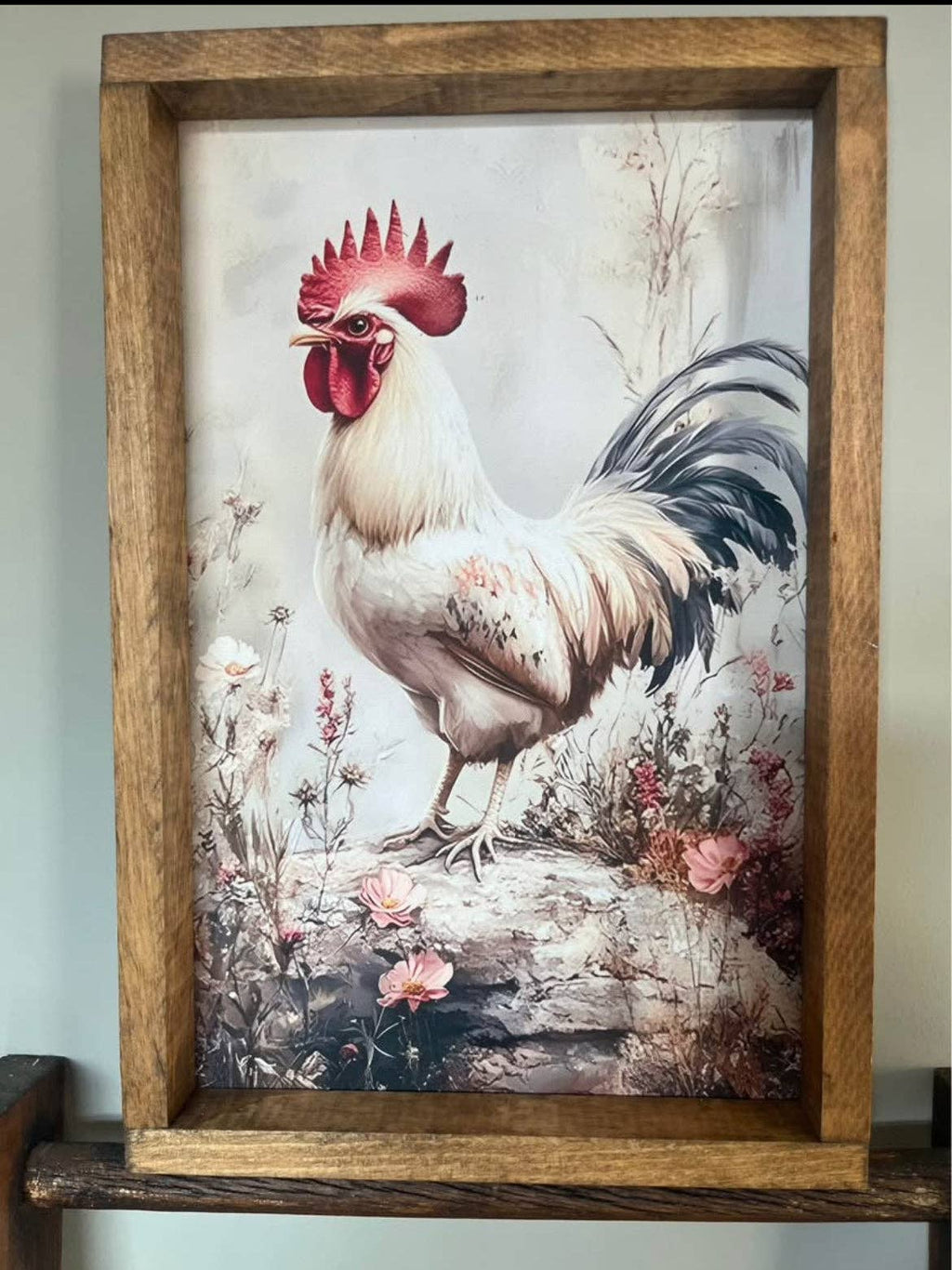 Vintage Rooster Farmhouse Sign: 8x12 / Early American
