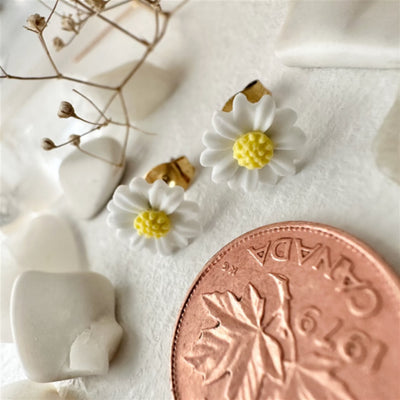 "Bellis" Porcelain Daisy Stud Earrings