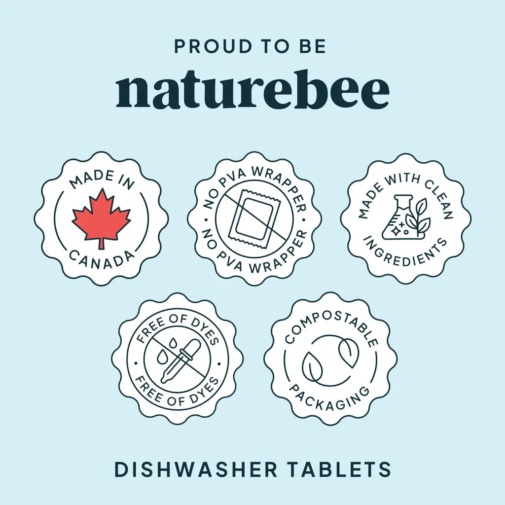Dishwasher Tablets Lemon | MADE IN CANADA | Nature Bee: Bag of 50