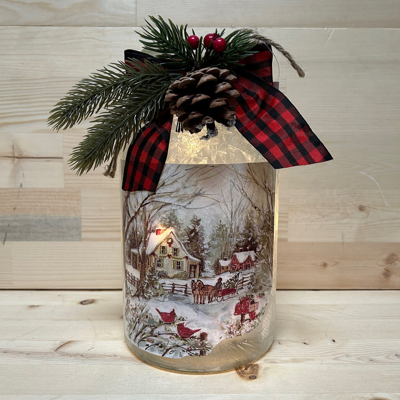 Lighted Frosted Glass Jar