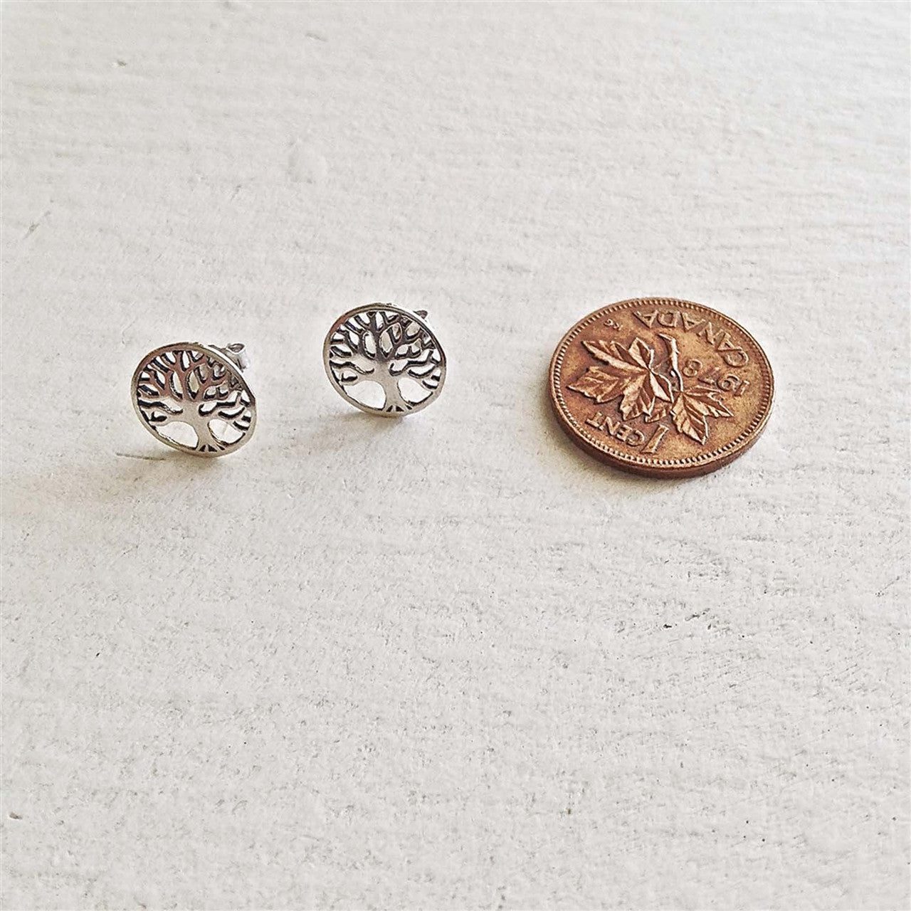 "Old Growth" Tree Of Life Stud Earrings In Sterling Silver