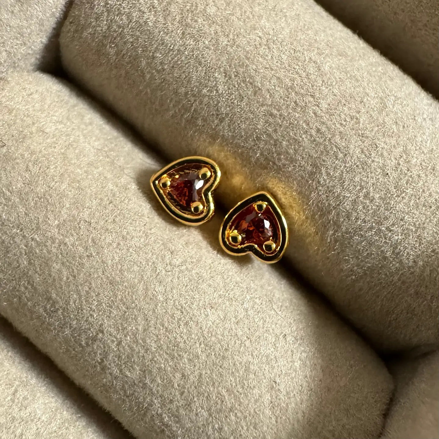 Mini Ruby Heart Stud