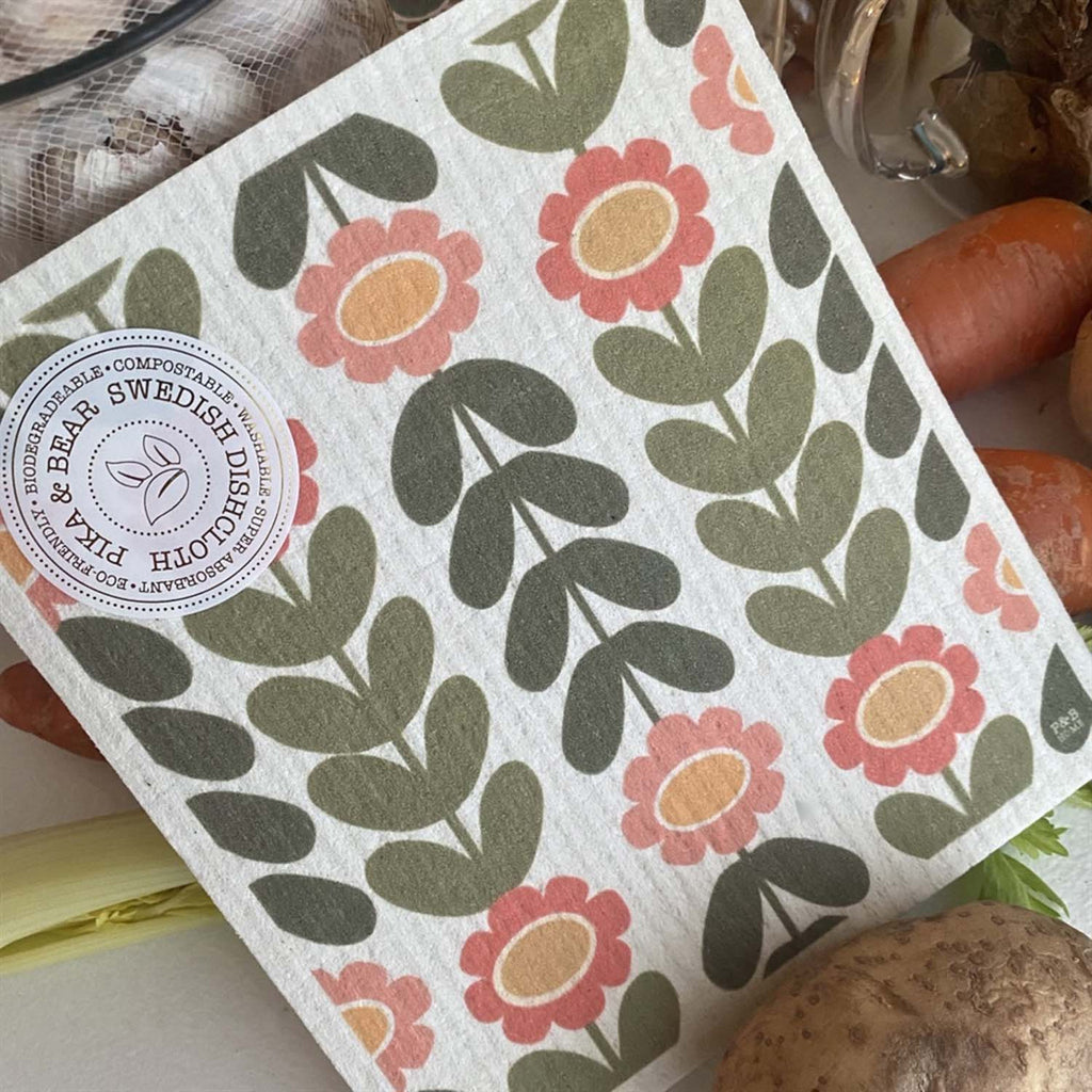 Scandinavian Floral Pattern Swedish Dishcloth