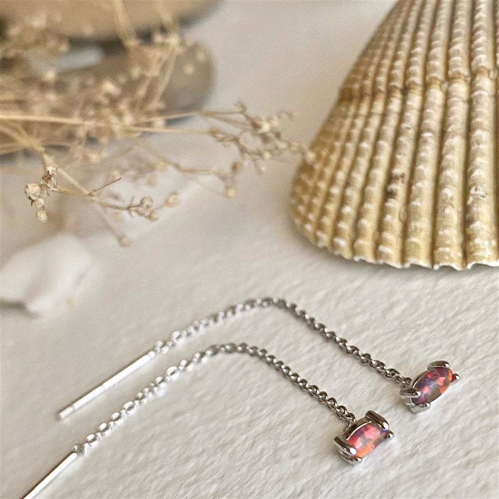 "Chalinus" Opal Threader Earrings