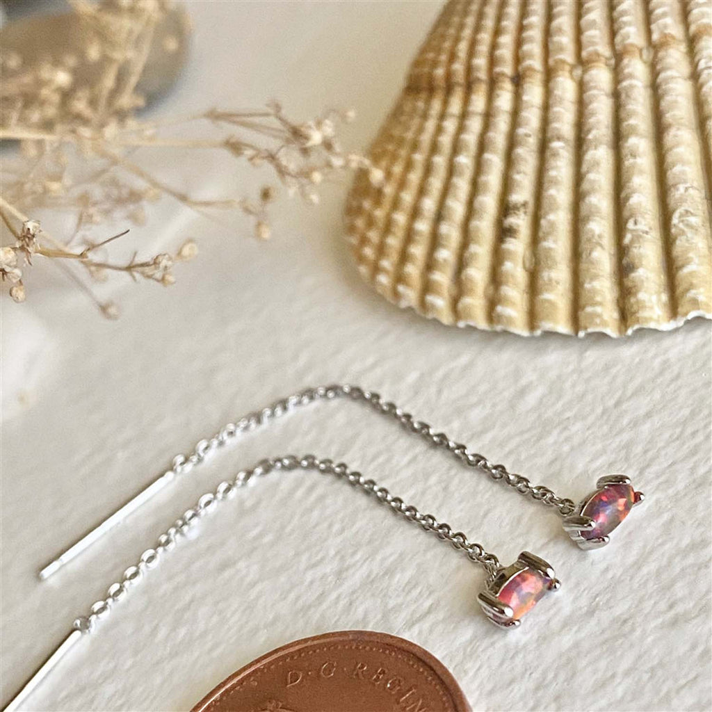 "Chalinus" Opal Threader Earrings