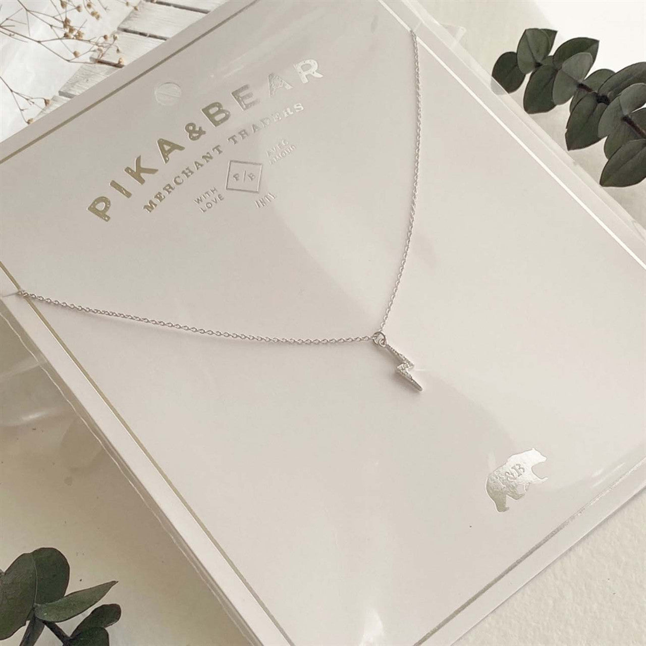 "Indra" Rhinestone Lightning Bolt Charm Necklace