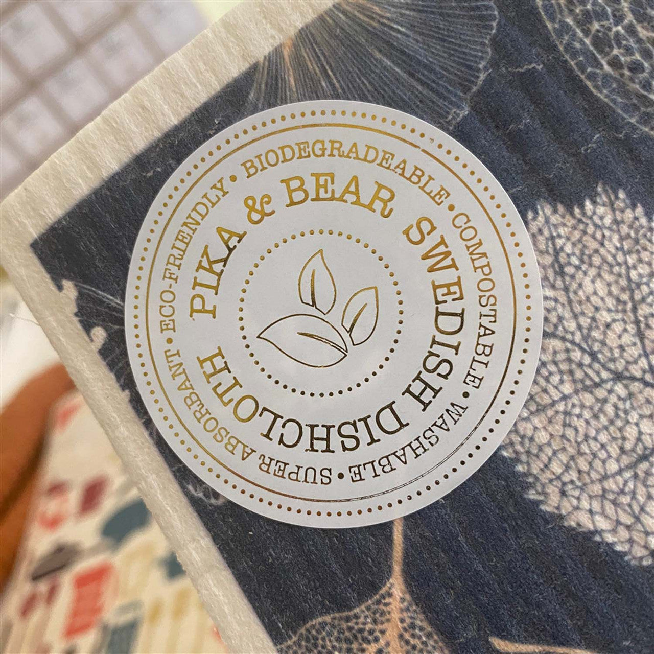 "Deciduous" Leaf Skeleton Design Swedish Dishcloth