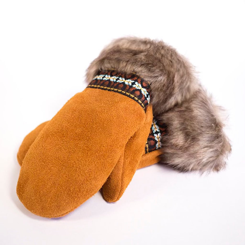 Fur & Braid Moose Suede Mitt