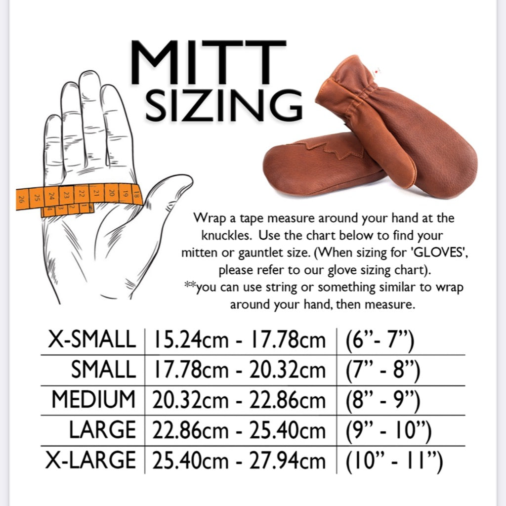Hides in Hand Deerskin Leather Mitts With Storm Cuff - Dark Brown