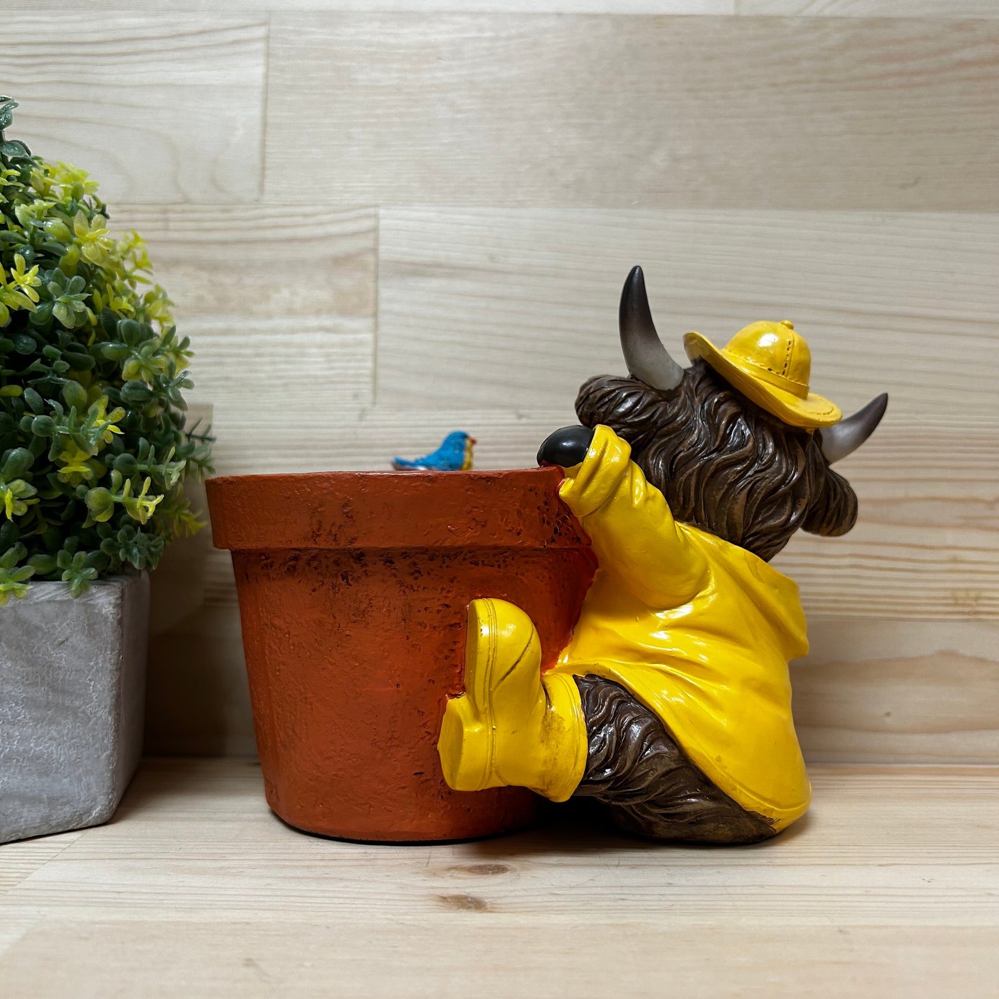 Rainy Day Highland Cow Planter