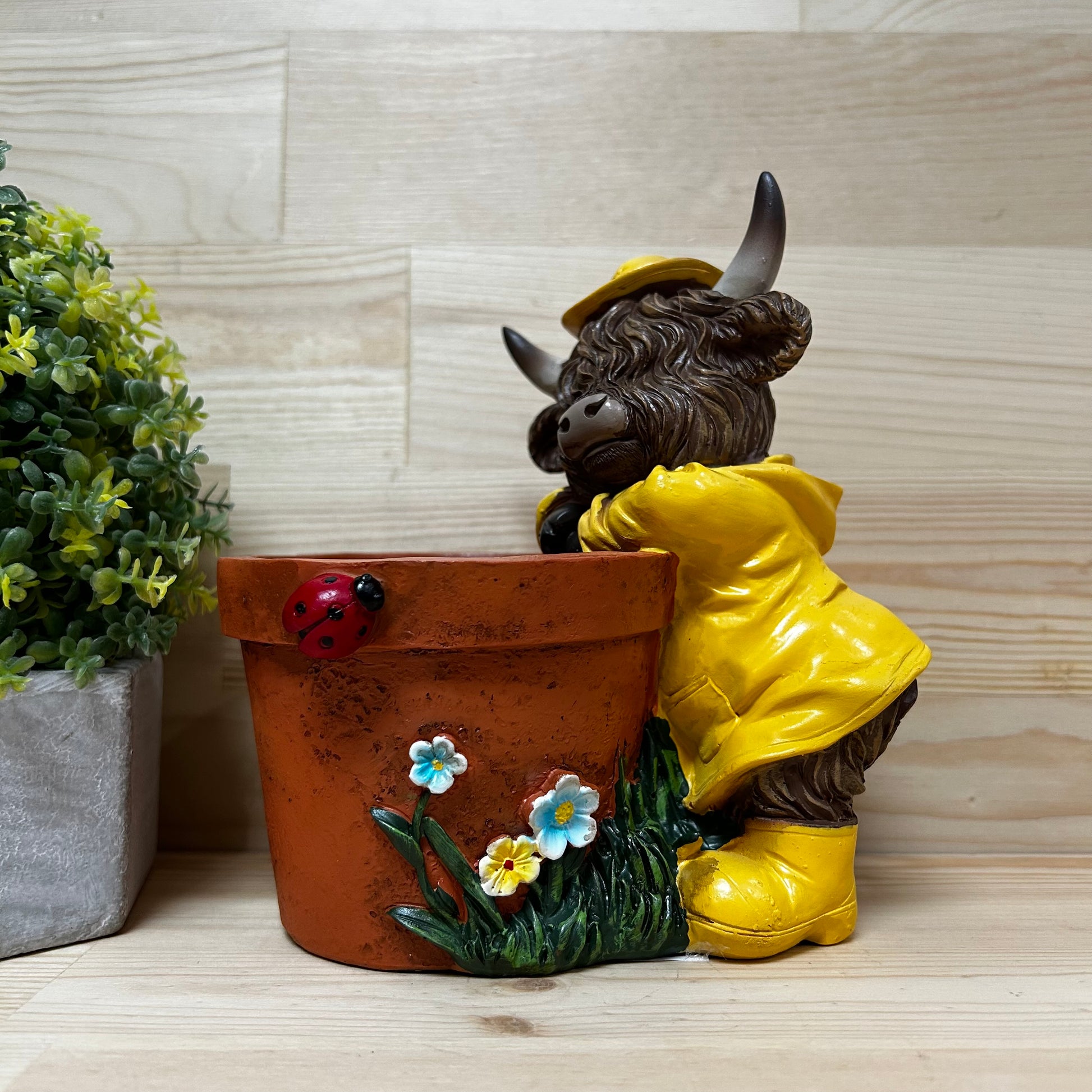 Rainy Day Highland Cow Planter