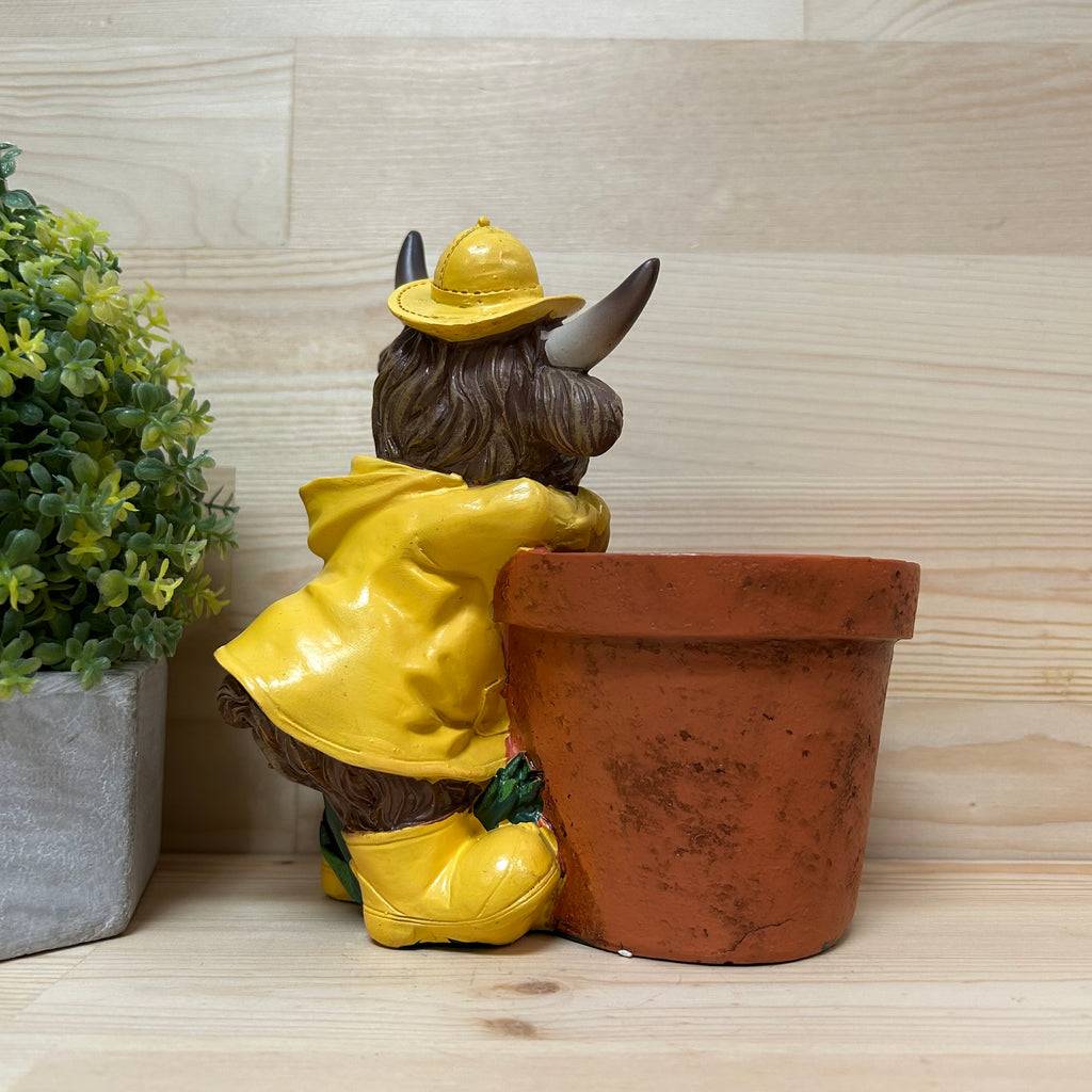 Rainy Day Highland Cow Planter