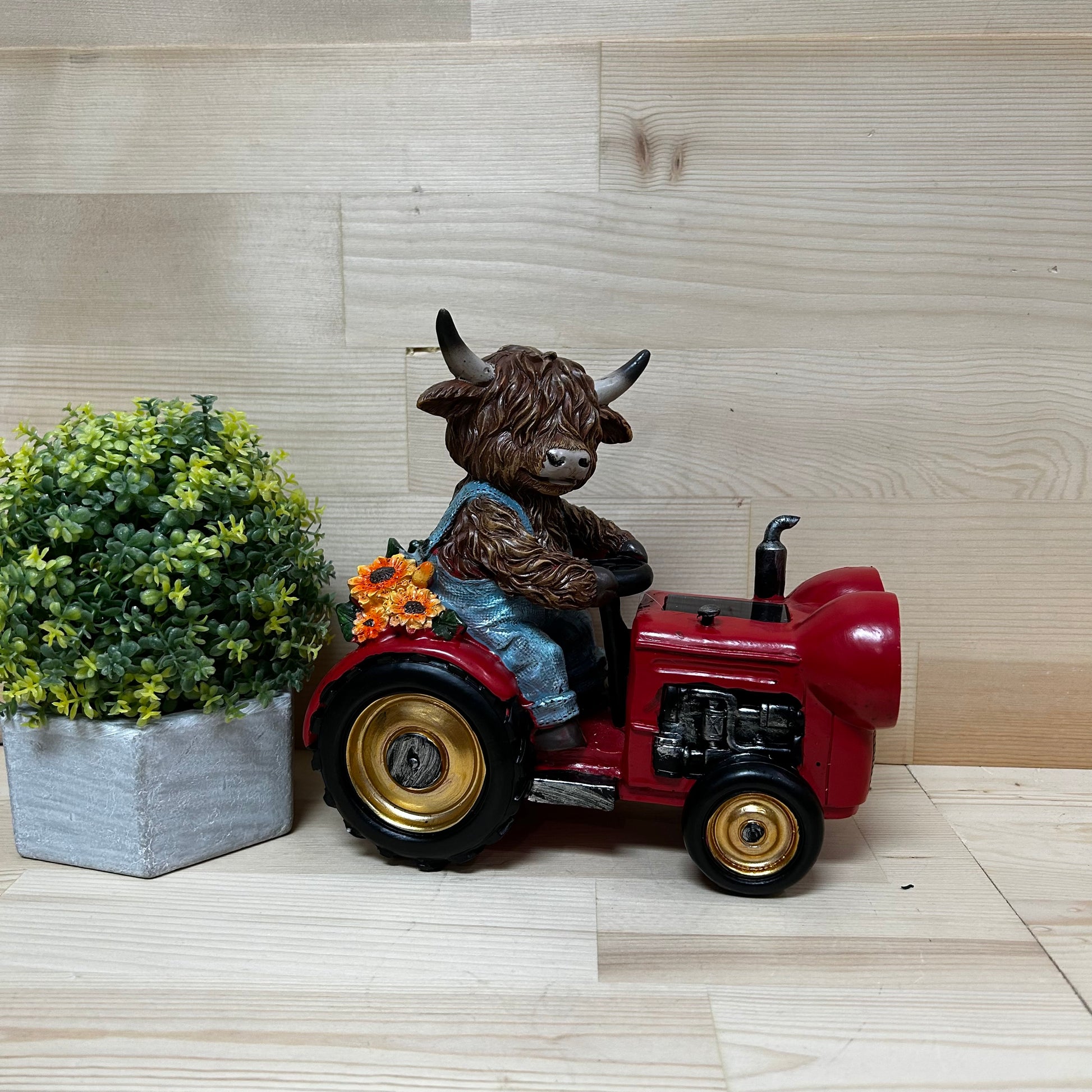 Solar Lighted Highland Cow & Tractor