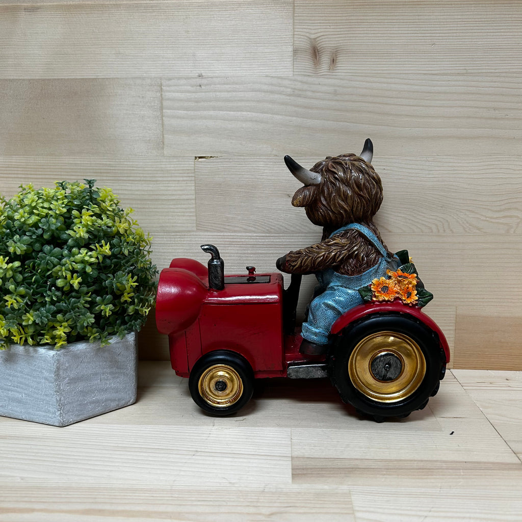 Solar Lighted Highland Cow & Tractor