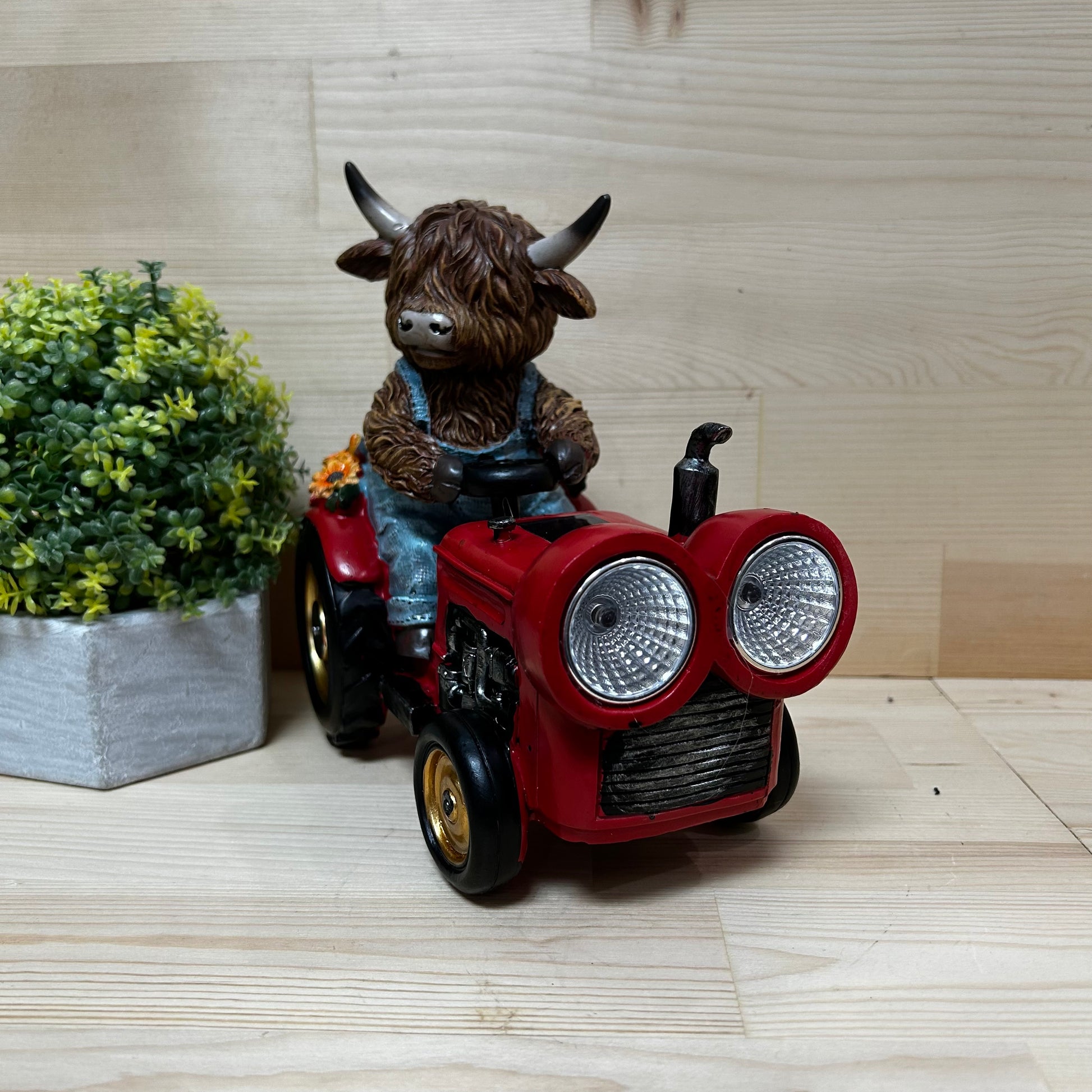 Solar Lighted Highland Cow & Tractor