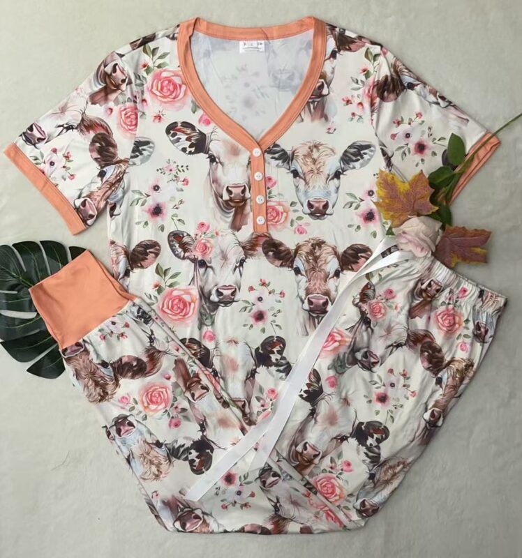 PREORDER Floral Cow Jogger Pj Set