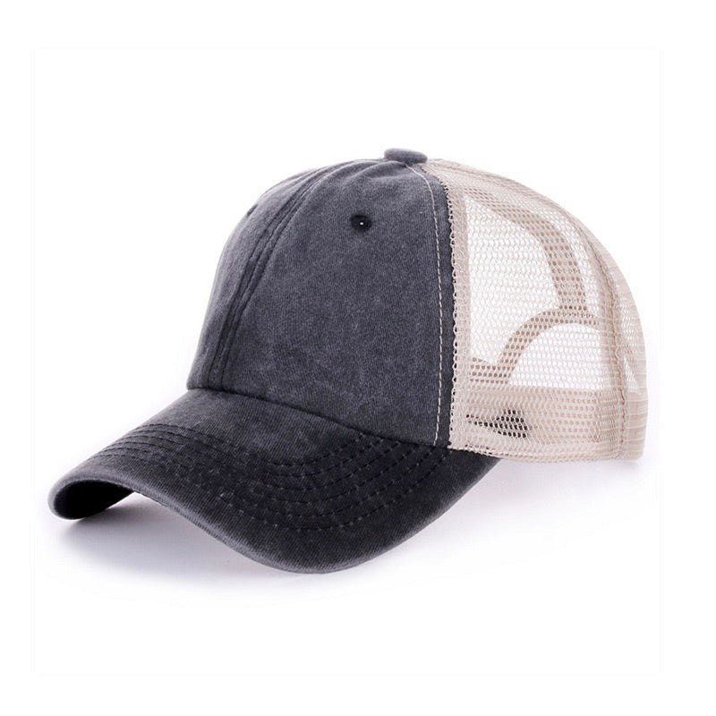 Vintage Washed Ball Cap- Black&Tan