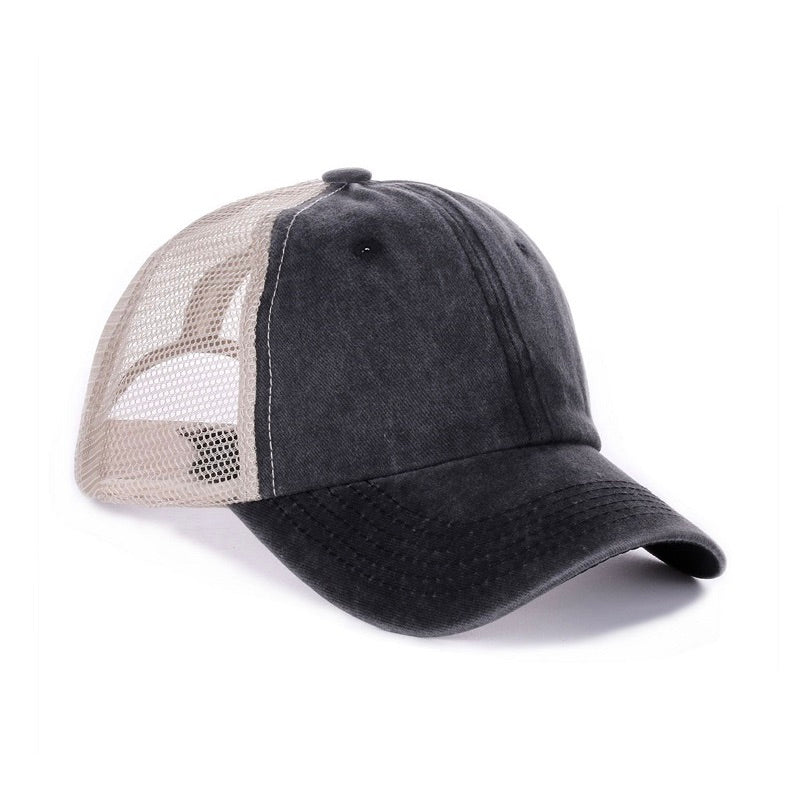 Vintage Washed Ball Cap- Black&Tan