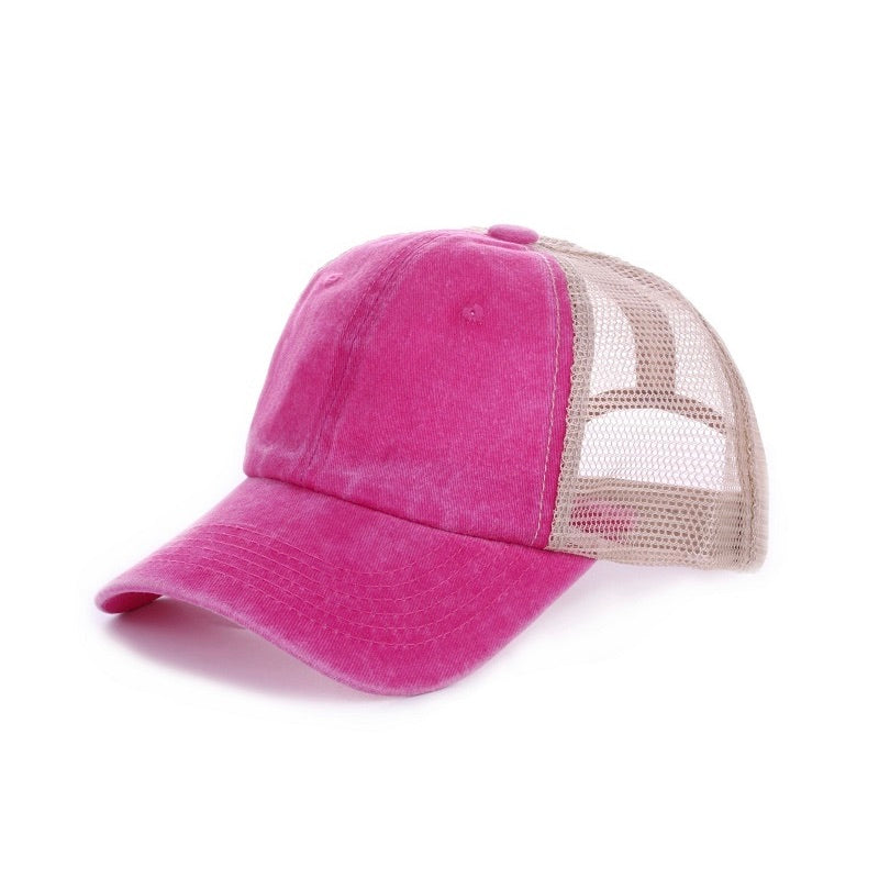 Vintage Washed Ball Cap- Hot Pink&Tan