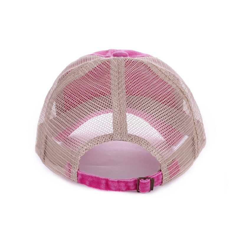 Vintage Washed Ball Cap- Hot Pink&Tan