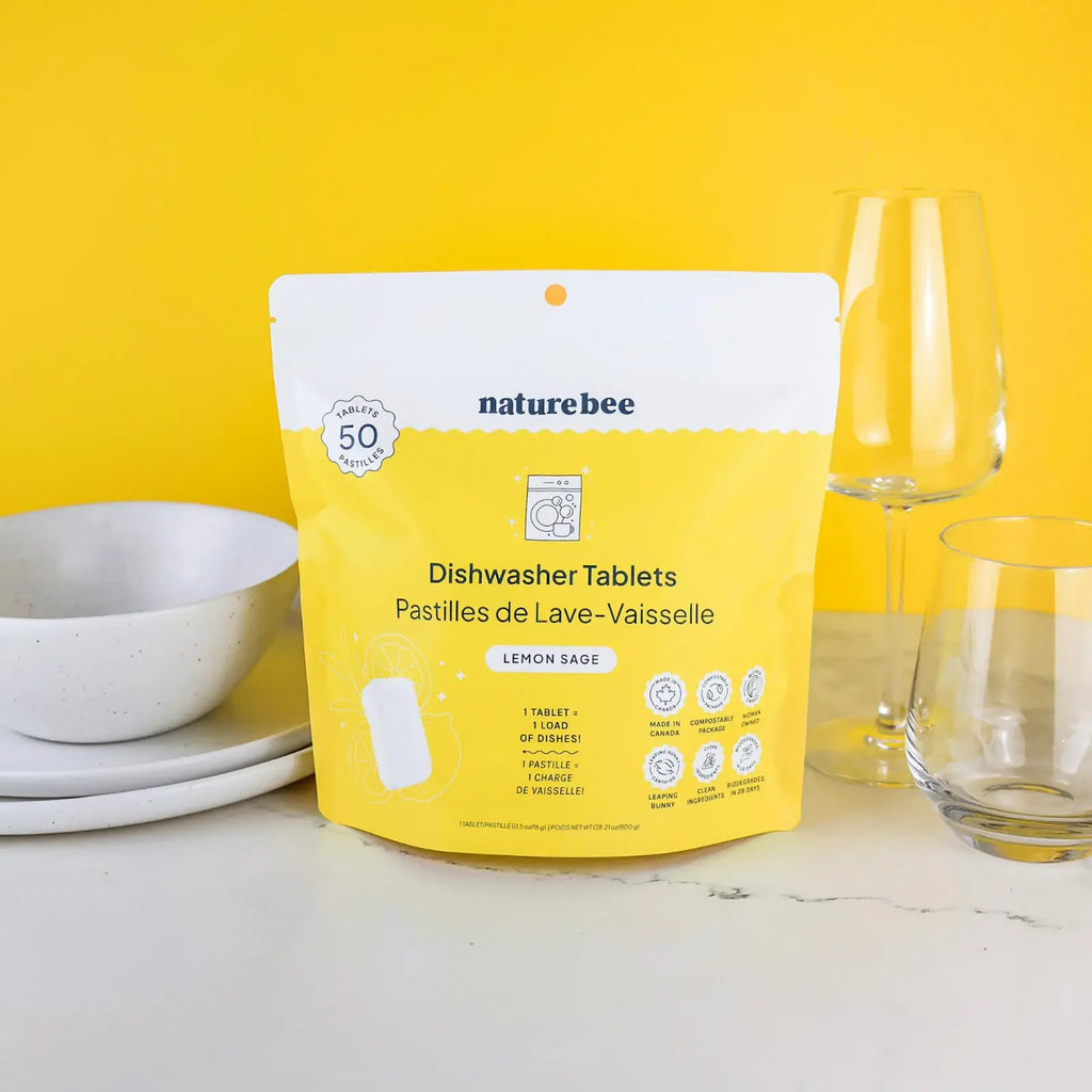 Dishwasher Tablets Lemon | MADE IN CANADA | Nature Bee: Bag of 50
