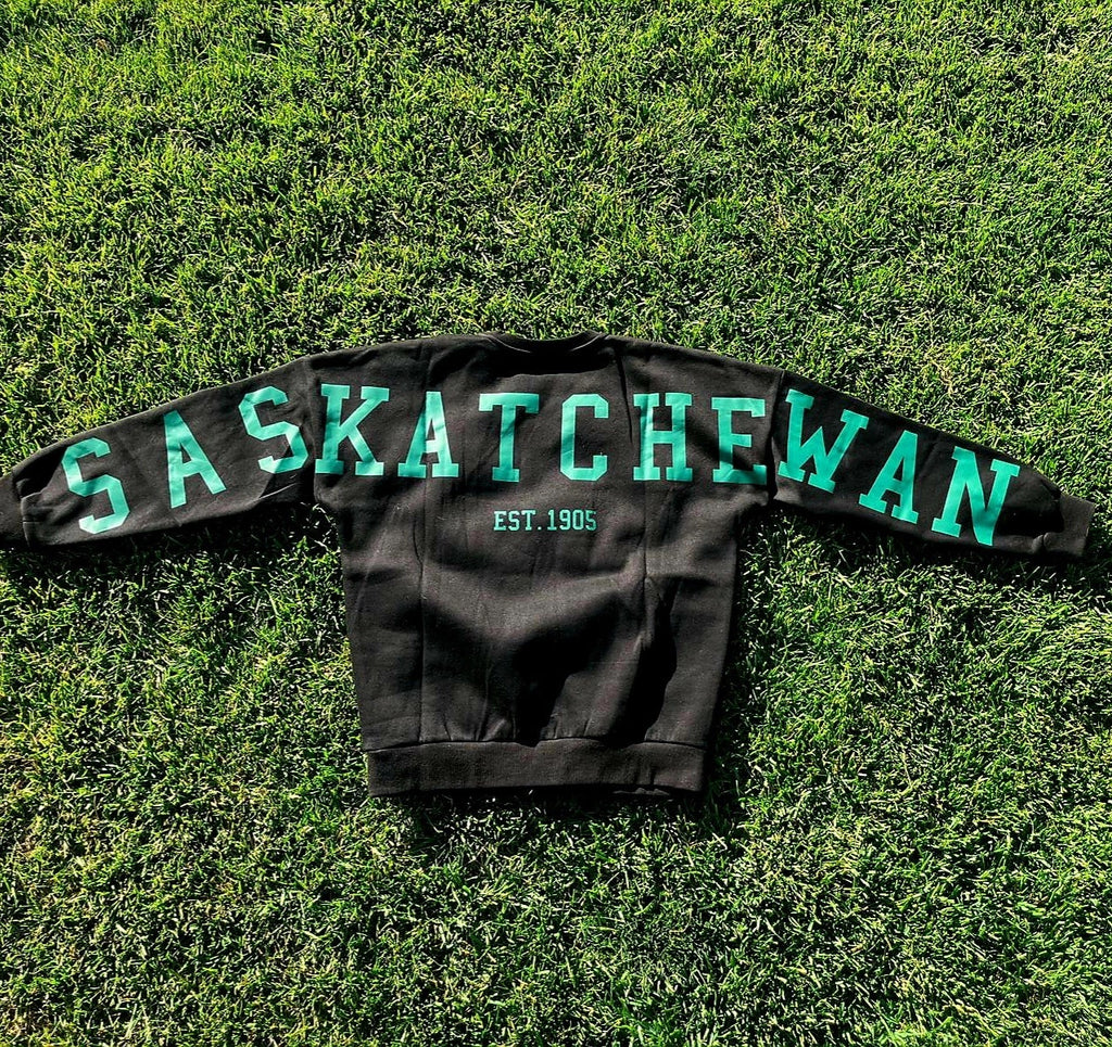 Saskatchewan Back Unisex Crewneck-Black