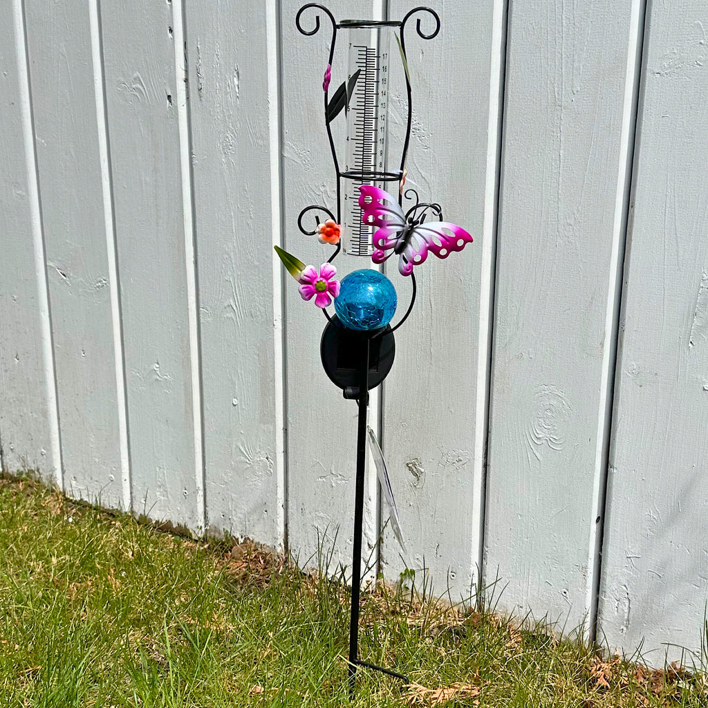 Solar Light Glass Ball with Rain Gauge