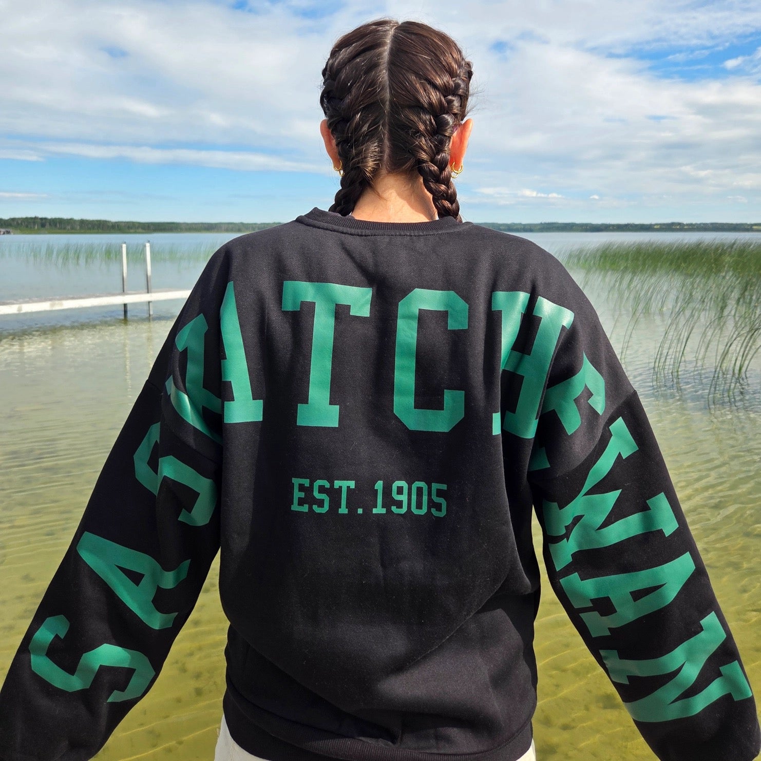 Saskatchewan Back Unisex Crewneck-Black