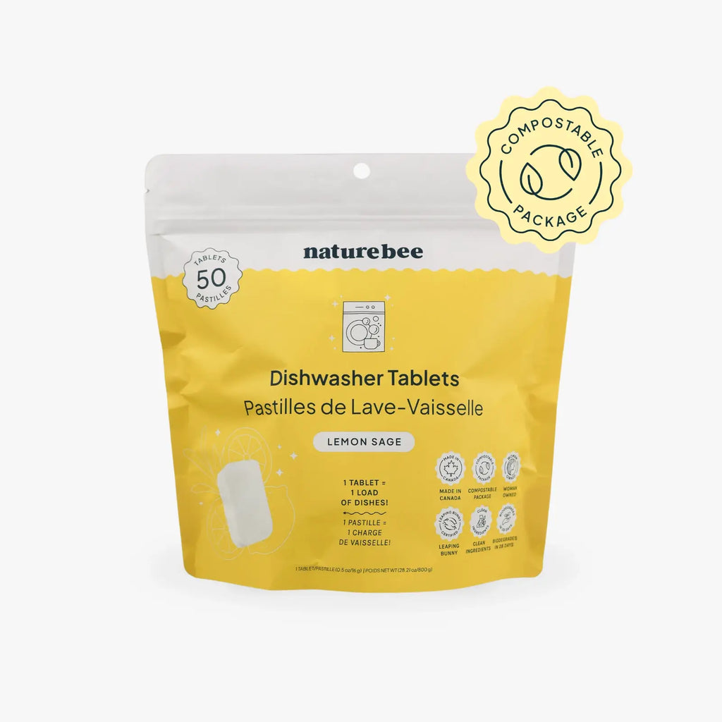 Dishwasher Tablets Lemon | MADE IN CANADA | Nature Bee: Bag of 50