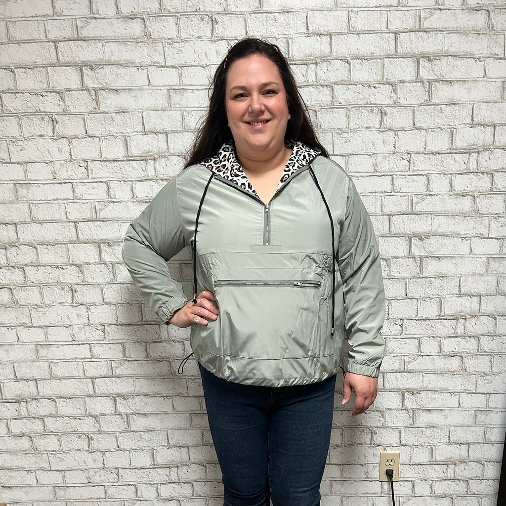 Addy Leopard Windbreaker - Sage