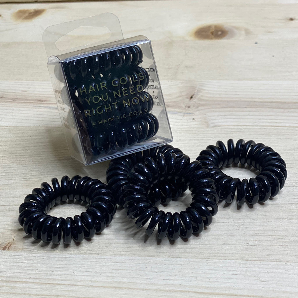 4 Spiral Hair Ties - Black