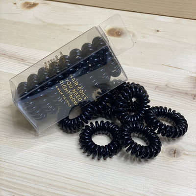 8 Spiral Hair Ties - Black