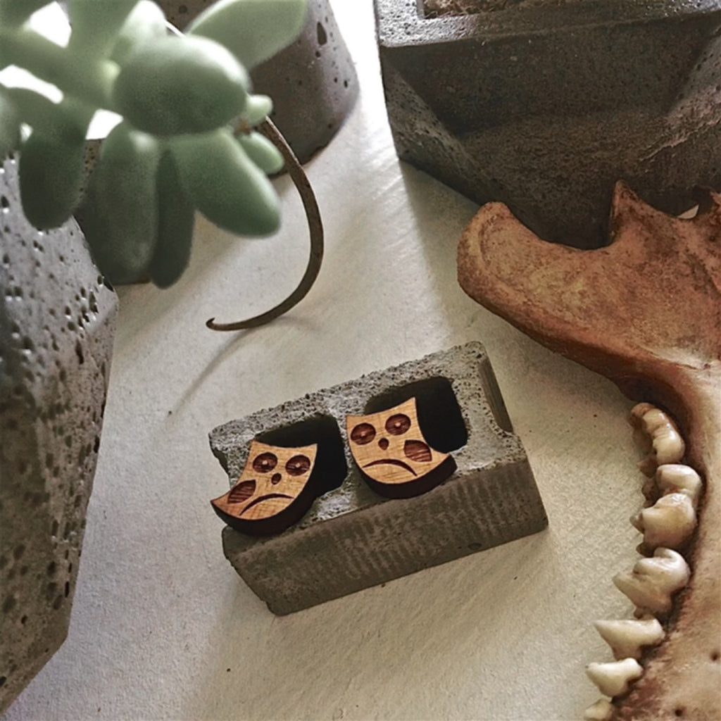 Owl Cherrywood Stud Earrings