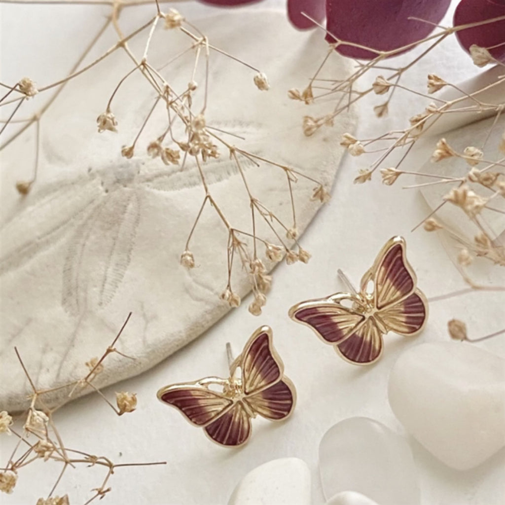 Butterfly Stud in Plum