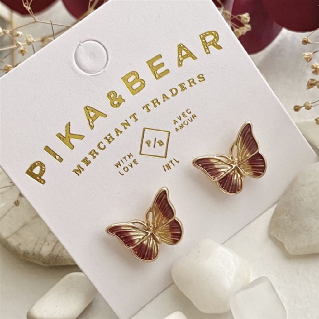 Butterfly Stud in Plum