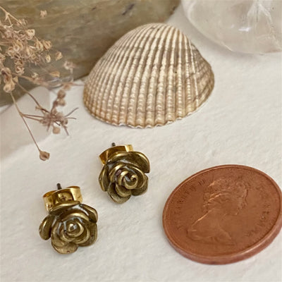 Bronze Rose Stud Earrings